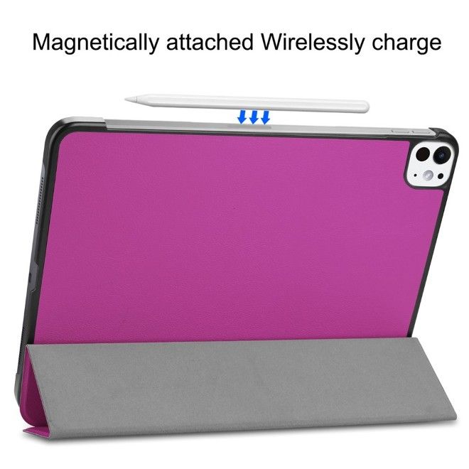 iPad Pro 11 (2025/2024) Case - Tri-Fold Leather Book Cover - Purple