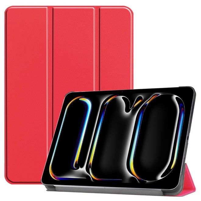 iPad Pro 11 (2025/2024) Case - Tri-Fold Leather Book Cover - Red