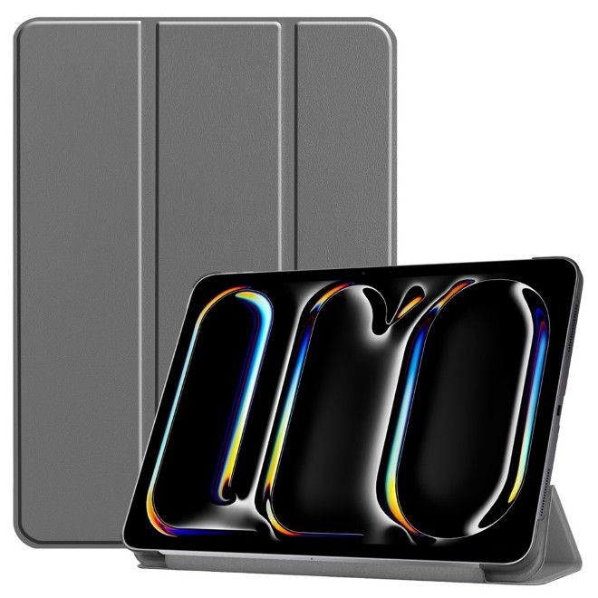 iPad Pro 11 (2025/2024) Hülle - dreifach faltbares Leder Bookcover - grau