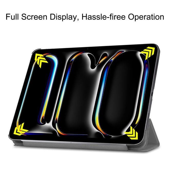 iPad Pro 11 (2025/2024) Hülle - dreifach faltbares Leder Bookcover - grau