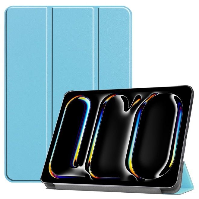 iPad Pro 11 (2025/2024) Case - Tri-Fold Leather Book Cover - Light Blue