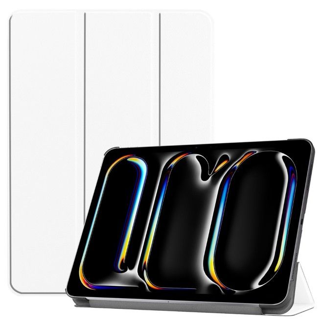 Housse pour iPad Pro 11 (2025/2024) - étui folio en cuir triple pliage - blanc