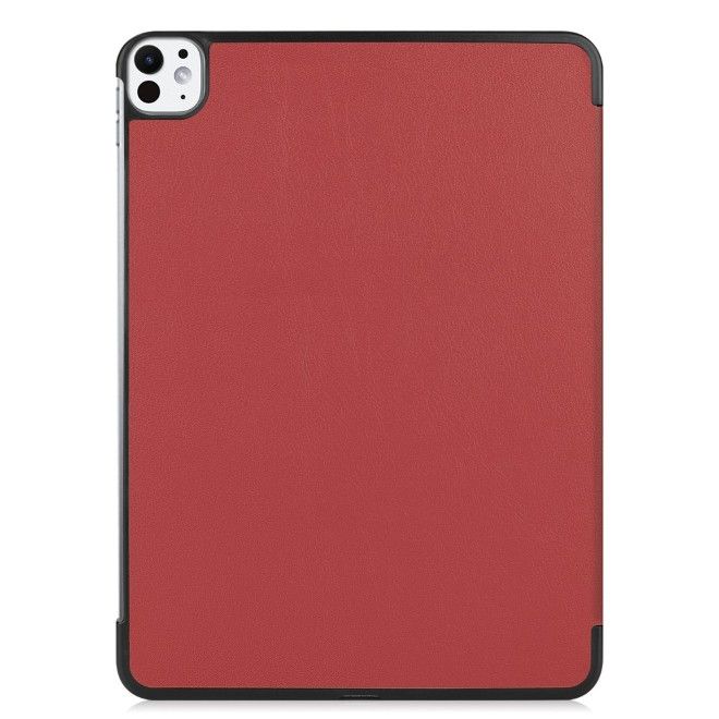 iPad Pro 11 (2025/2024) Case - Triple Foldable Leather Book Cover - Wine Red