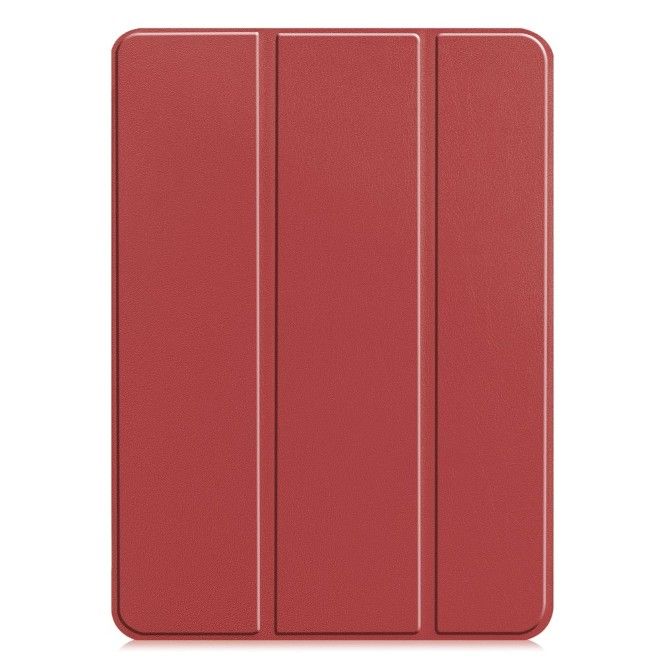 iPad Pro 11 (2025/2024) Case - Triple Foldable Leather Book Cover - Wine Red