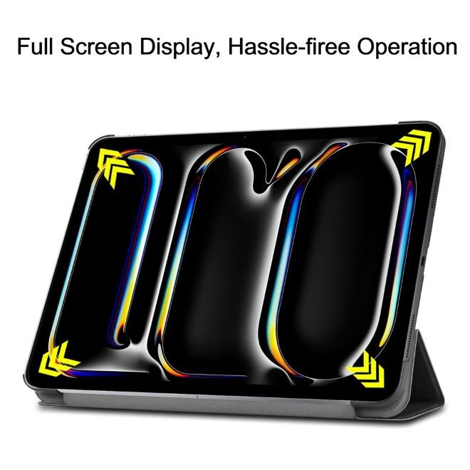 Étui pour iPad Pro 13 (2025/2024) - Housse de protection en cuir pliable en trois parties - noir