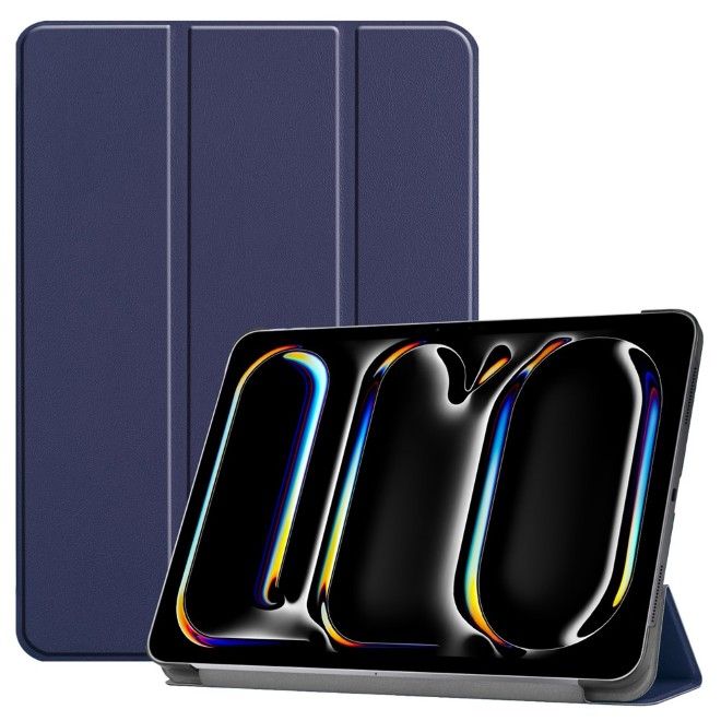 Coque iPad Pro 13 (2025/2024) - Étui portefeuille en cuir pliable en trois volets - bleu