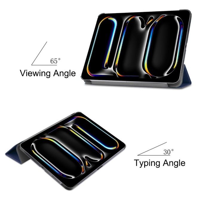 Coque iPad Pro 13 (2025/2024) - Étui portefeuille en cuir pliable en trois volets - bleu