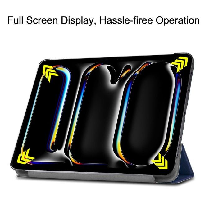 Coque iPad Pro 13 (2025/2024) - Étui portefeuille en cuir pliable en trois volets - bleu