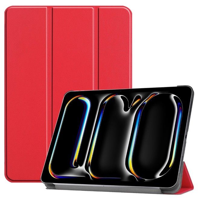 Étui iPad Pro 13 (2025/2024) - Housse en cuir pliable en trois parties - rouge