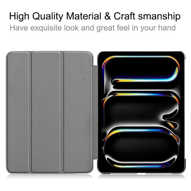 iPad Pro 13 (2025/2024) Case - Tri-fold Leather Book Cover - Rose Gold