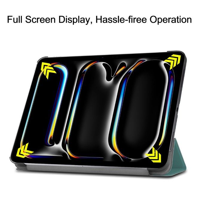 Housse pour iPad Pro 13 (2025/2024) - étui folio en cuir à triple pliage - vert