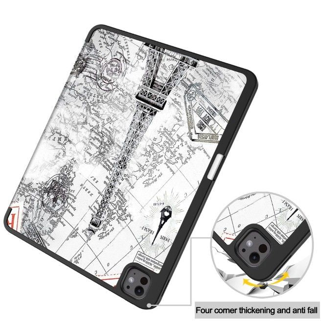 iPad Pro 13 (2025/2024) Hülle - Dreifach faltbares Case aus Leder - Eiffelturm