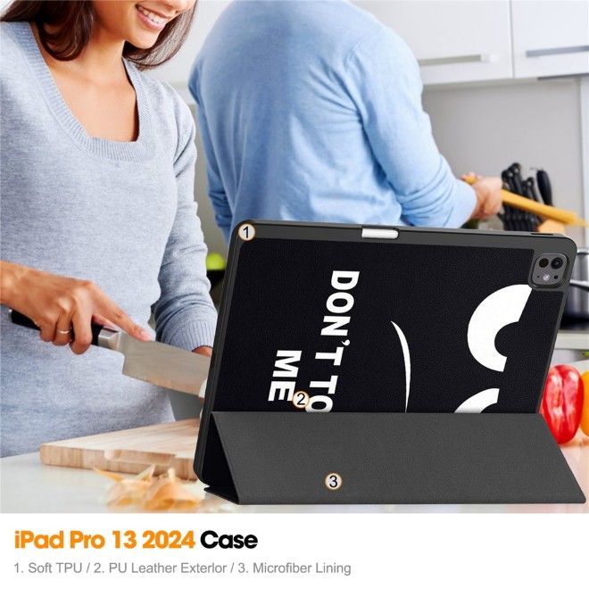 iPad Pro 13 (2025/2024) Hülle - Dreifach faltbares Case aus Leder - Don't Touch Me