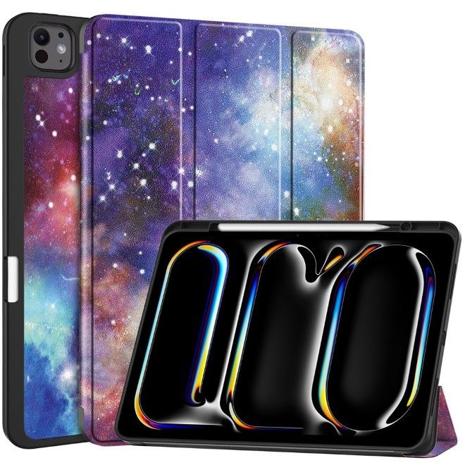 Coque pour iPad Pro 13 (2025/2024) - Étui pliable en cuir - Galaxie