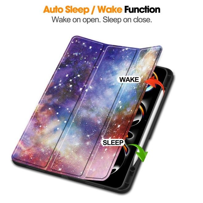 Coque pour iPad Pro 13 (2025/2024) - Étui pliable en cuir - Galaxie