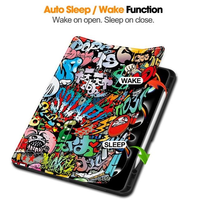 iPad Pro 13 (2025/2024) Case - Triple Foldable Leather Case - Graffiti