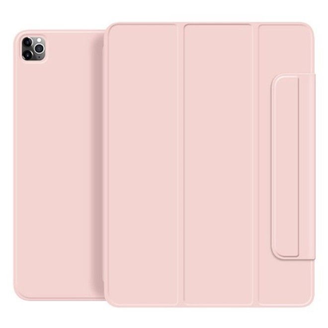 Étui pour iPad Pro 13 (2025/2024) - Couverture magnétique en cuir - Série à trois volets magnétiques - Rose