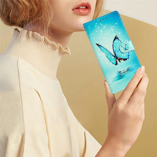 Samsung Galaxy A37 Handy Hülle - Leder Bookcover Image Series - blauer Schmetterling