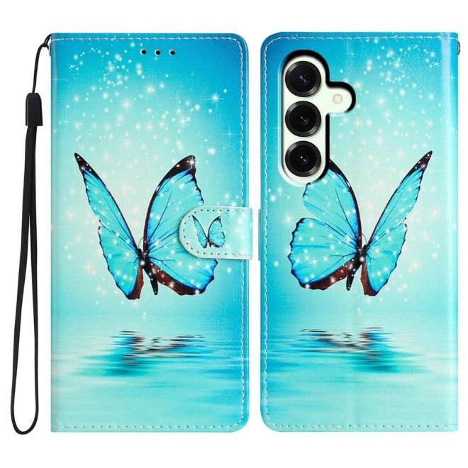 Samsung Galaxy A57 Handy Hülle - Leder Bookcover Image Series - blauer Schmetterling