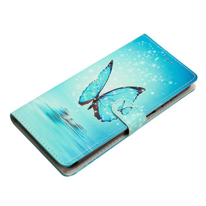 Samsung Galaxy A57 Handy Hülle - Leder Bookcover Image Series - blauer Schmetterling
