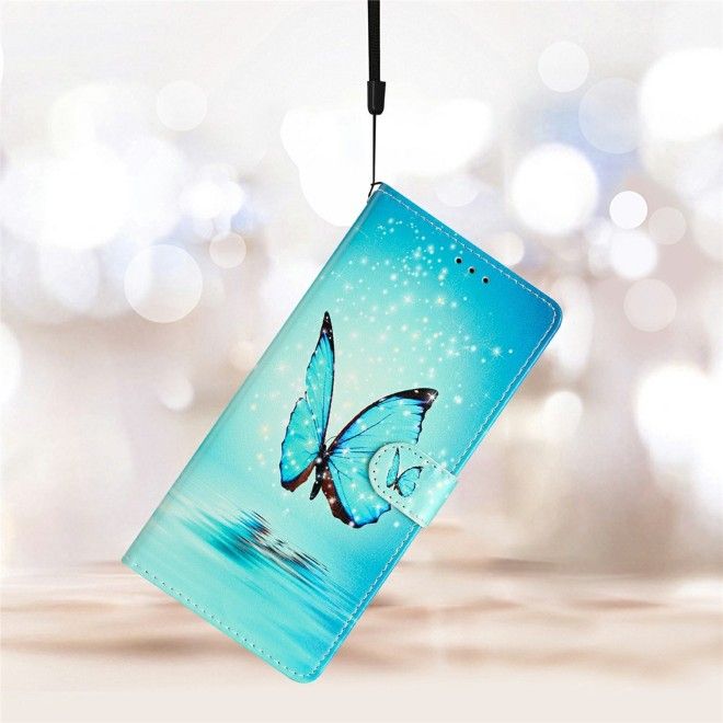 Samsung Galaxy A57 Handy Hülle - Leder Bookcover Image Series - blauer Schmetterling