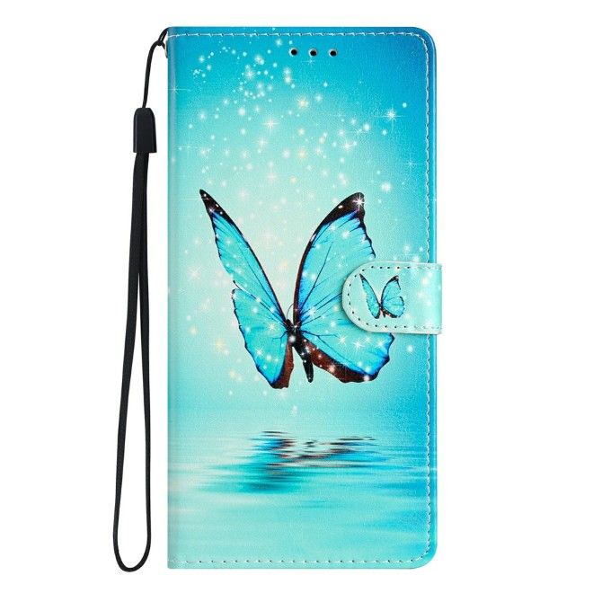 Samsung Galaxy A57 Handy Hülle - Leder Bookcover Image Series - blauer Schmetterling