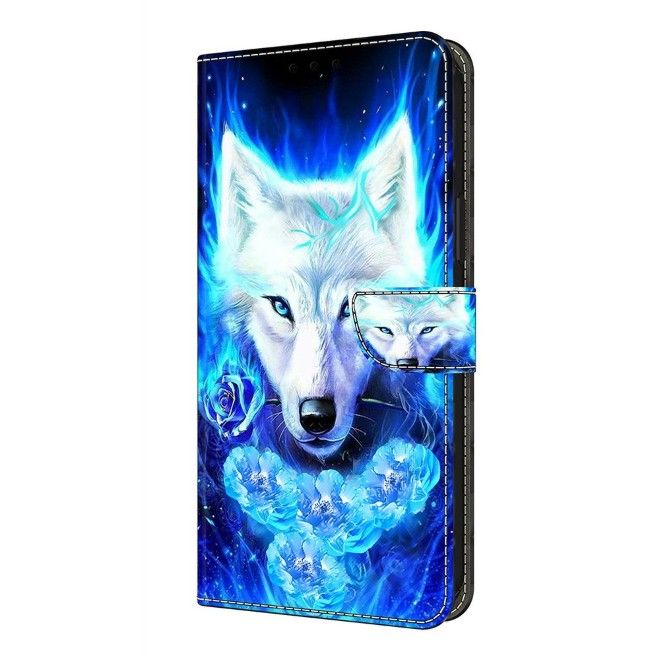 Samsung Galaxy A37 Handy Hülle - Leder Bookcover Image Series - weisser Wolf