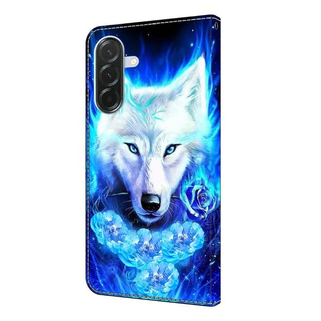 Samsung Galaxy A57 Handy Hülle - Leder Bookcover Image Series - weisser Wolf