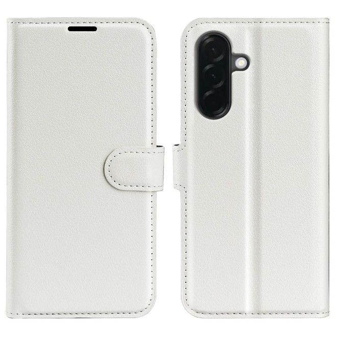 Amorus - Samsung Galaxy A37 Hülle - Leder Bookcover mit Litchitextur - weiss