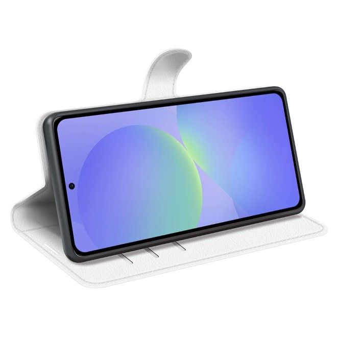 Amorus - Samsung Galaxy A37 Hülle - Leder Bookcover mit Litchitextur - weiss