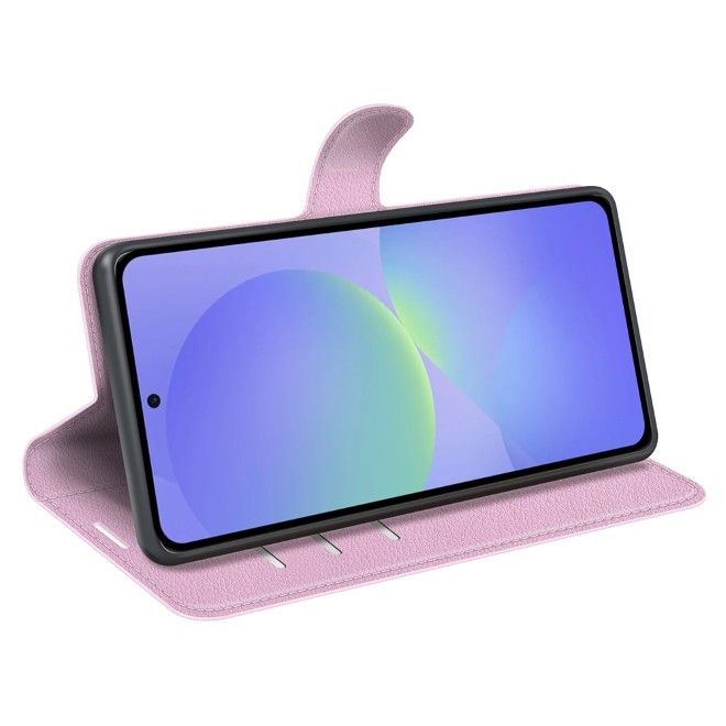 Amorus - Samsung Galaxy A37 Hülle - Leder Bookcover mit Litchitextur - pink