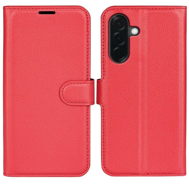 Amorus - Coque Samsung Galaxy A37 - Étui portefeuille en cuir texturé litchi - Rouge