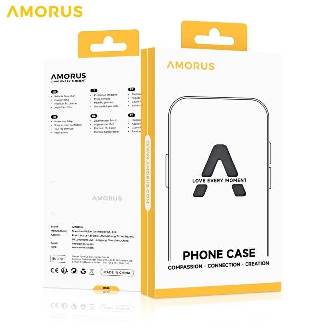 Amorus - Coque Samsung Galaxy A37 - Étui portefeuille en cuir texturé litchi - Rouge