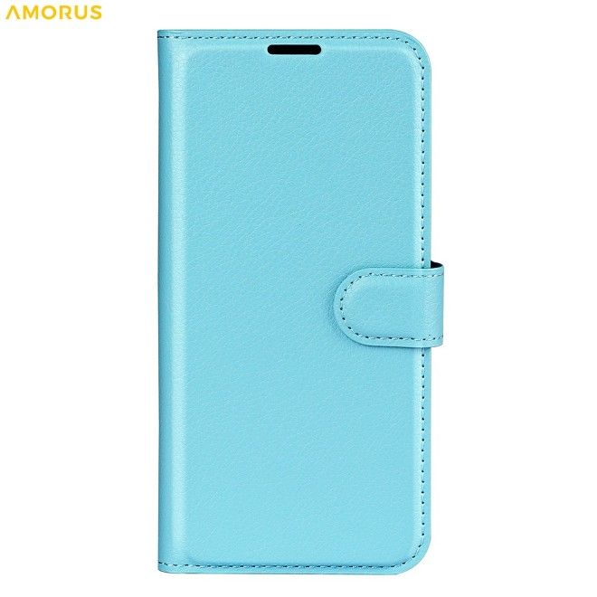 Amorus - Samsung Galaxy A37 Hülle - Leder Bookcover mit Litchitextur - blau