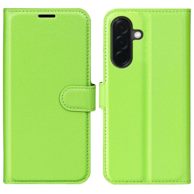 Amorus - Coque Samsung Galaxy A37 - Étui portefeuille en cuir texturé litchi - vert