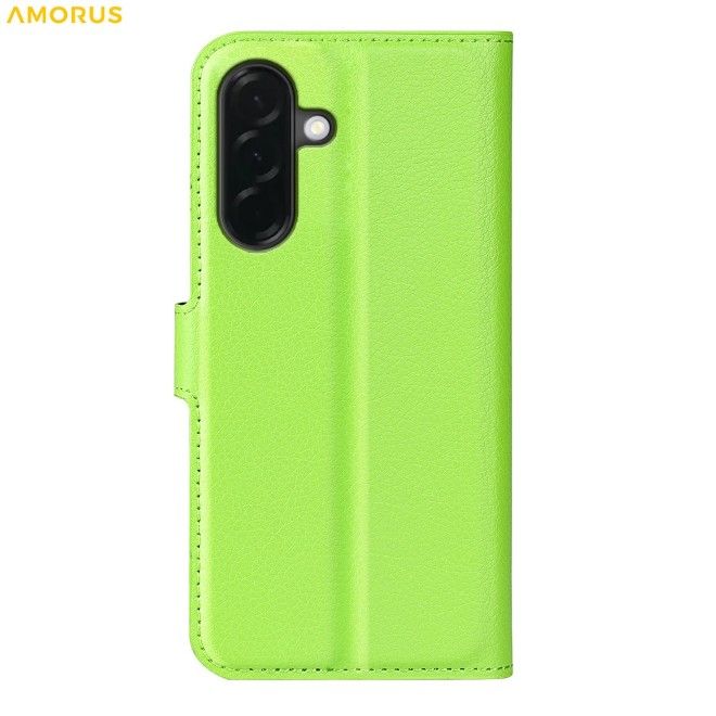 Amorus - Coque Samsung Galaxy A37 - Étui portefeuille en cuir texturé litchi - vert