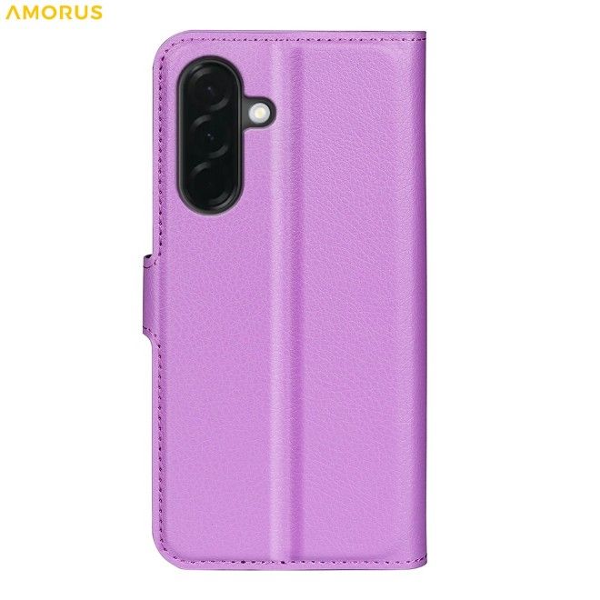 Amorus - Samsung Galaxy A37 Hülle - Leder Bookcover mit Litchitextur - purpur