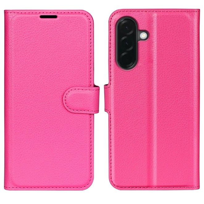 Amorus - Coque Samsung Galaxy A37 - Étui portefeuille en cuir texturé litchi - rose