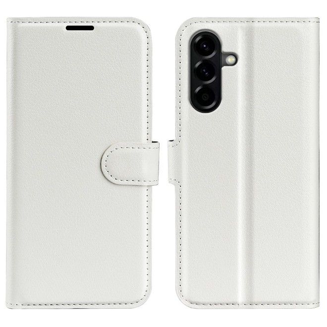 Amorus - Samsung Galaxy A57 Hülle - Leder Bookcover mit Litchitextur - weiss