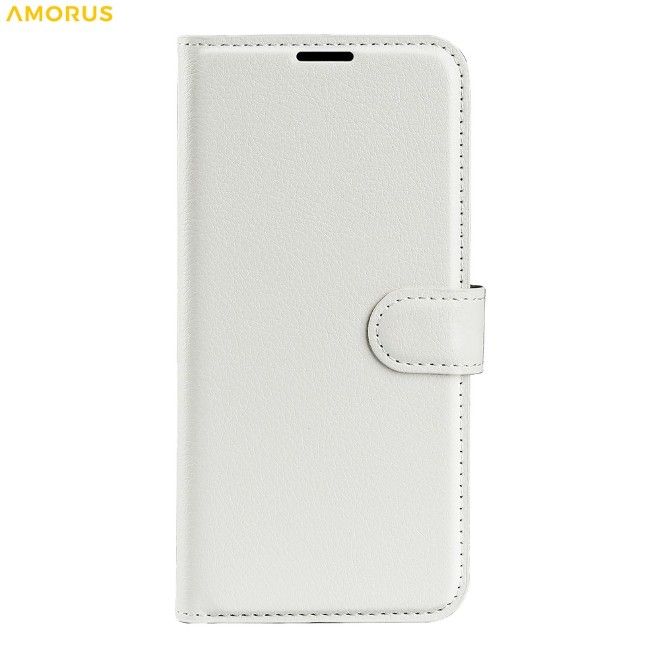 Amorus - Samsung Galaxy A57 Hülle - Leder Bookcover mit Litchitextur - weiss