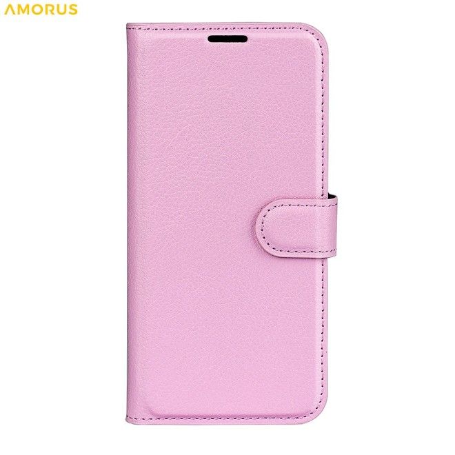 Amorus - Samsung Galaxy A57 Hülle - Leder Bookcover mit Litchitextur - pink