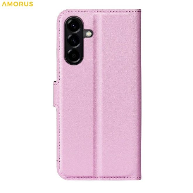 Amorus - Samsung Galaxy A57 Hülle - Leder Bookcover mit Litchitextur - pink