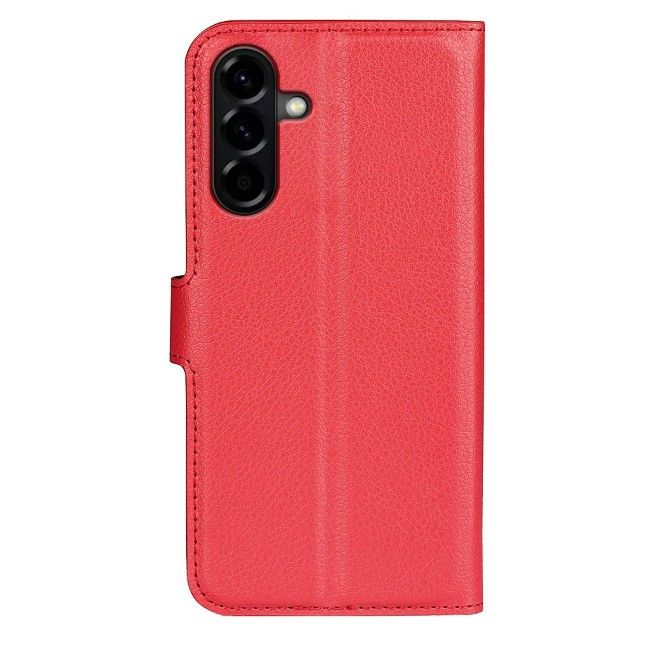 Amorus - Samsung Galaxy A57 Coque - Étui portefeuille en cuir texturé Litchi - rouge