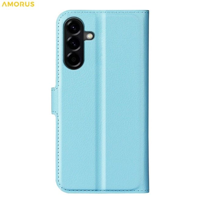 Amorus - Samsung Galaxy A57 Hülle - Leder Bookcover mit Litchitextur - blau