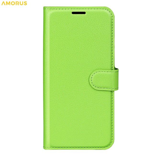 Amorus - Samsung Galaxy A57 Hülle - Leder Bookcover mit Litchitextur - grün