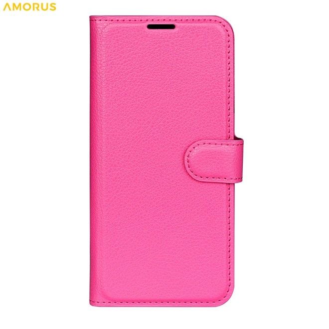 Amorus - Samsung Galaxy A57 Hülle - Leder Bookcover mit Litchitextur - rosa