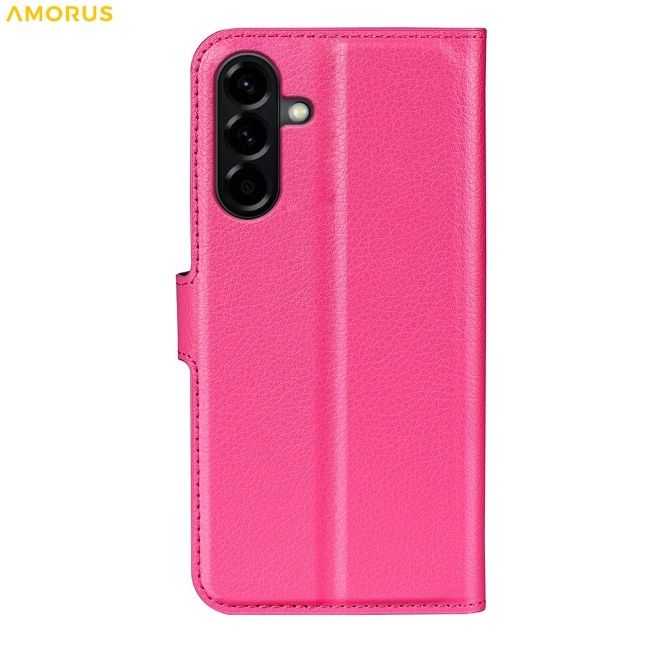 Amorus - Samsung Galaxy A57 Hülle - Leder Bookcover mit Litchitextur - rosa