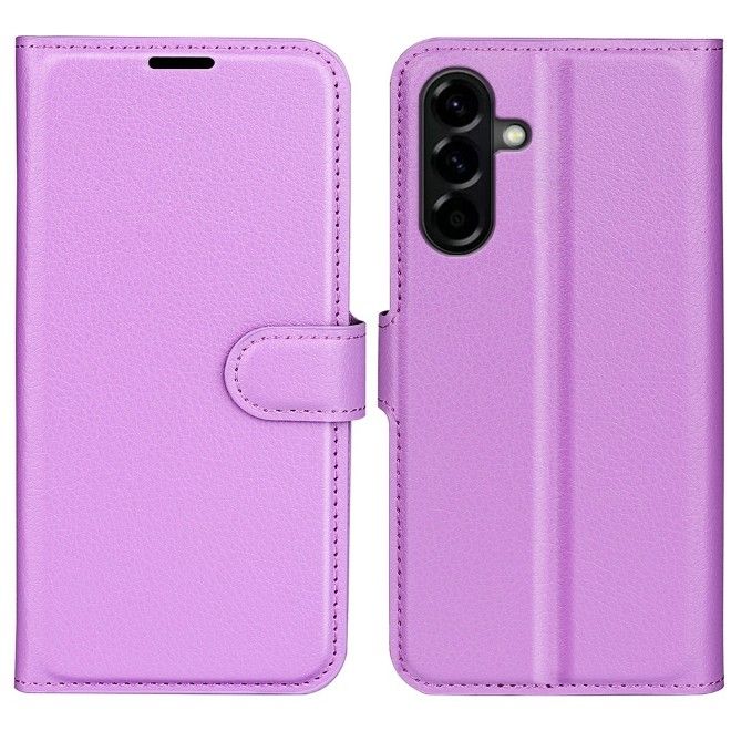 Amorus - Coque Samsung Galaxy A57 - Étui portefeuille en cuir texturé litchi - violet