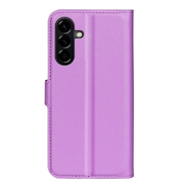 Amorus - Coque Samsung Galaxy A57 - Étui portefeuille en cuir texturé litchi - violet