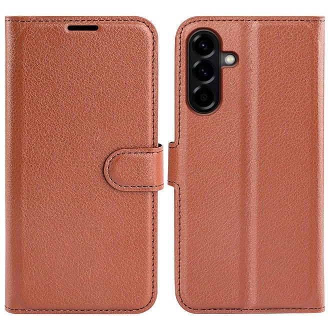 Amorus - Samsung Galaxy A57 Hülle - Leder Bookcover mit Litchitextur - braun